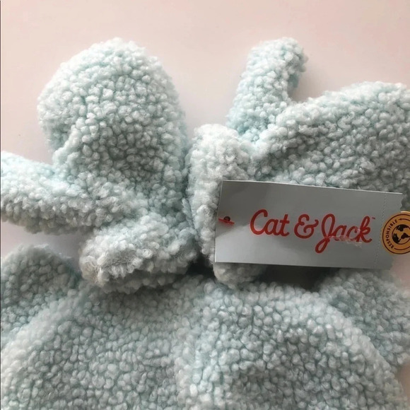 New Cat and Jack 12-24 months teal blue beanie hat and mittens set fleece - Picture 4 of 4